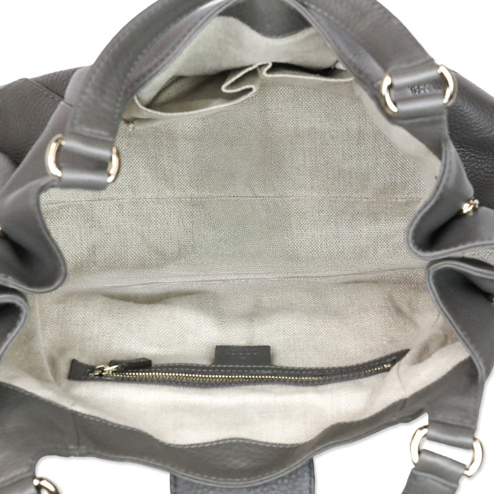 Gucci Grey Pebbled Calfskin Leather Greenwich Medium Shoulder Bag