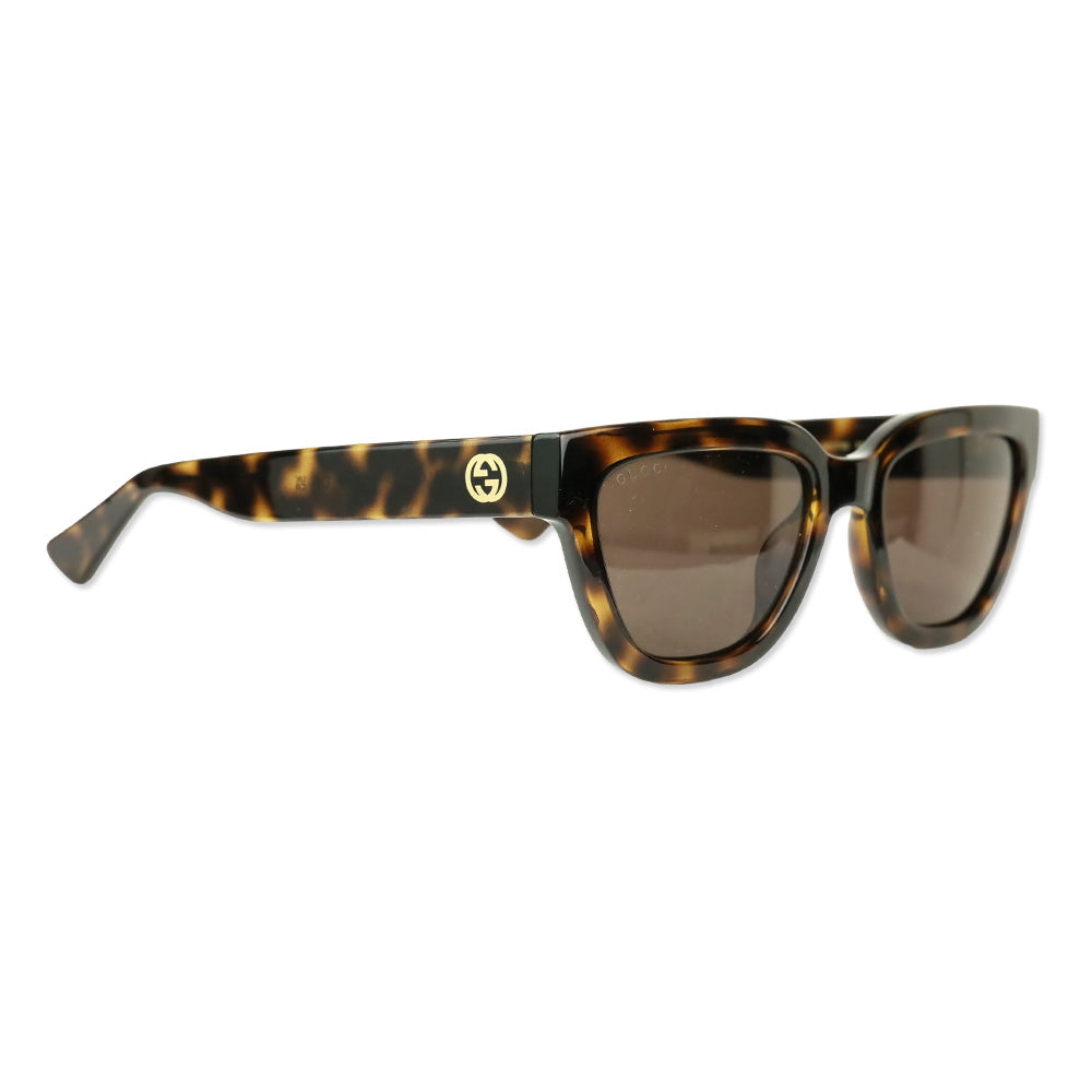 Gucci Havana Plastic Full Rim Cat-eye Sunglasses