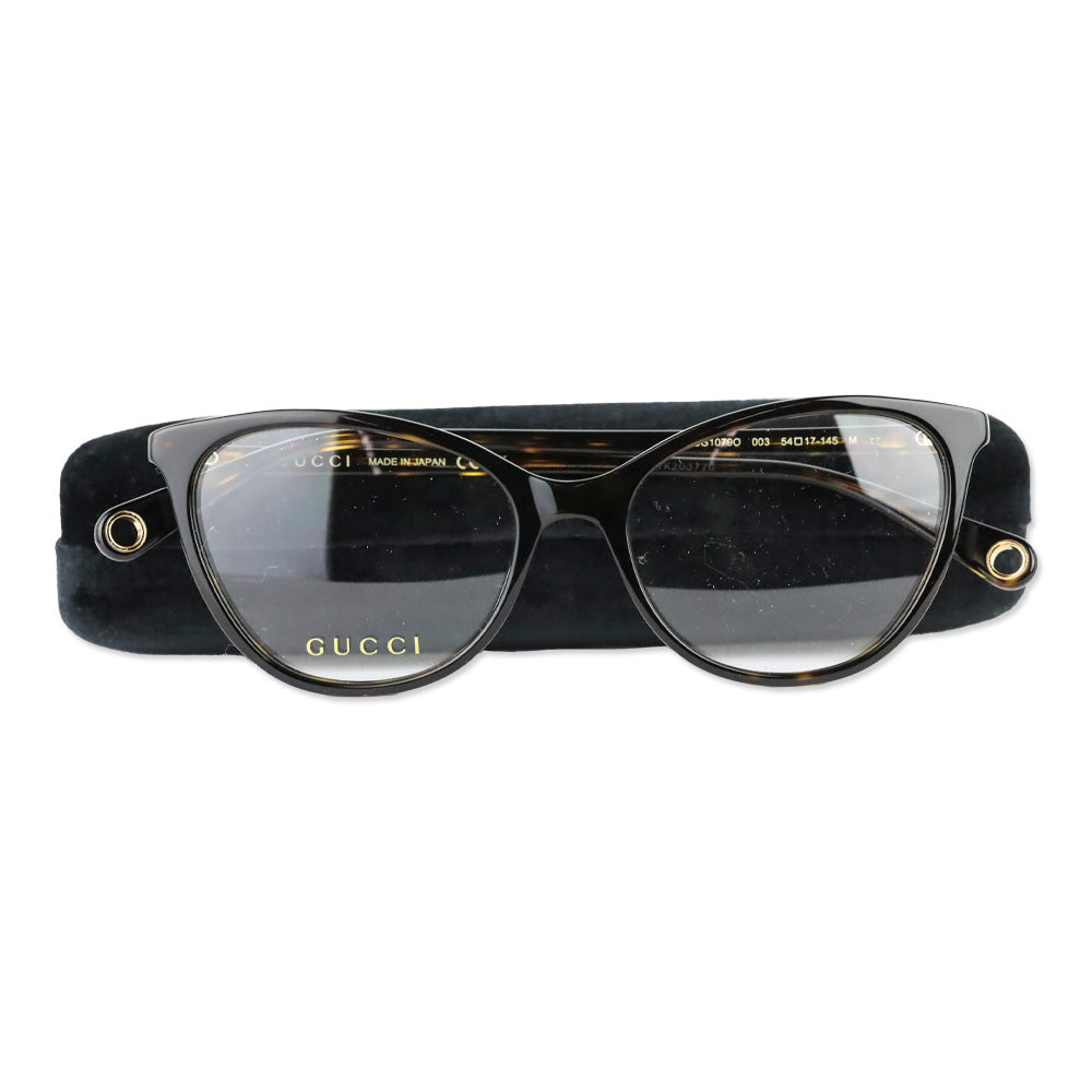Gucci Havana Plastic GG Cat-Eye Eyeglasses