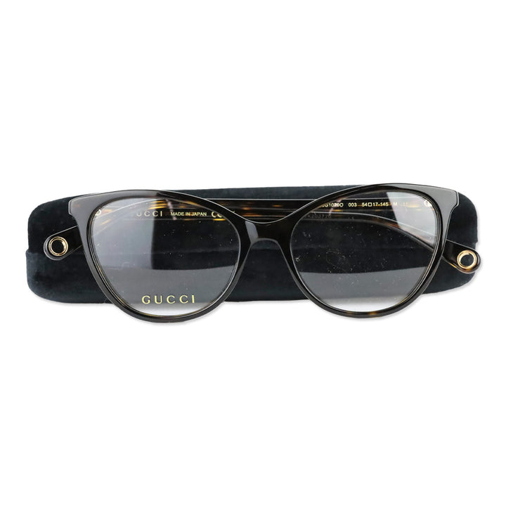 Gucci Havana Plastic GG Cat-Eye Eyeglasses