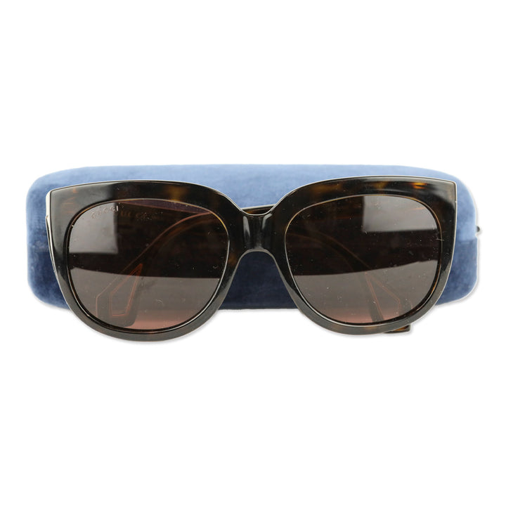Gucci Havana/Brown Acetate Cat-Eye Sunglasses