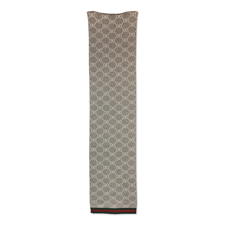 Gucci Heather Grey/White Wool Tricot GG Monogram Scarf