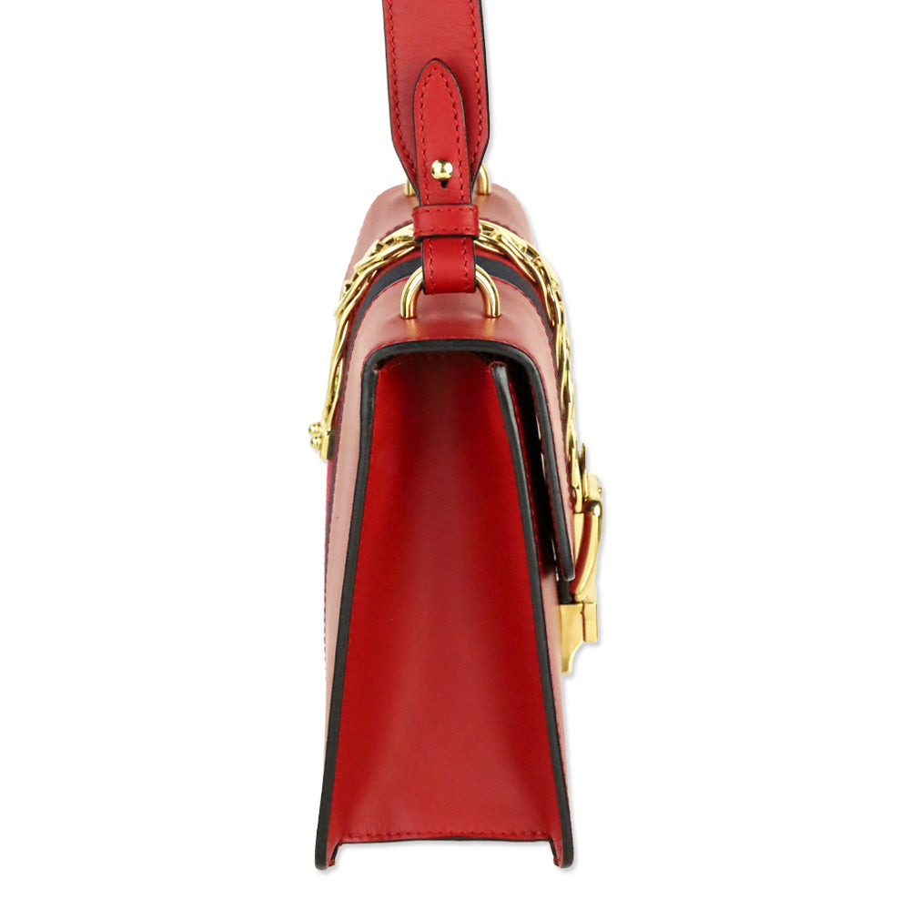 Gucci Hibiscus Red Calfskin Small Sylvie Shoulder Bag