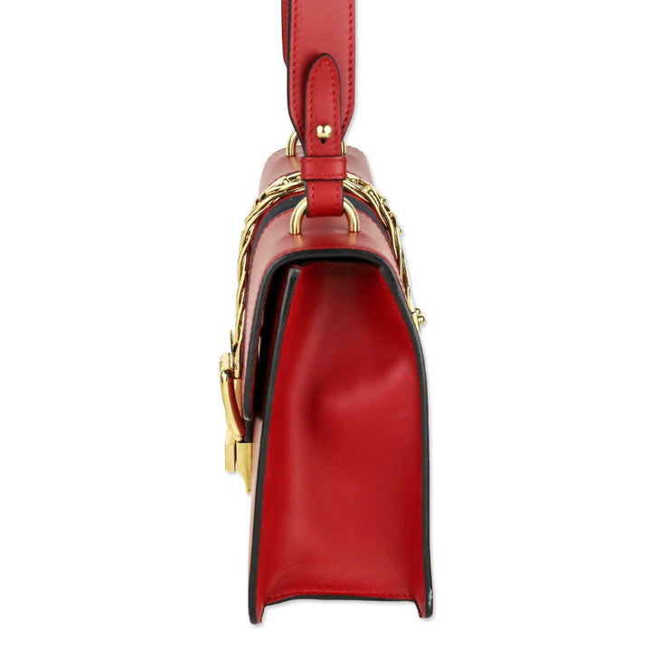 Gucci Hibiscus Red Calfskin Small Sylvie Shoulder Bag