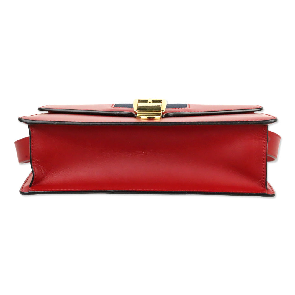 Gucci Hibiscus Red Calfskin Small Sylvie Shoulder Bag