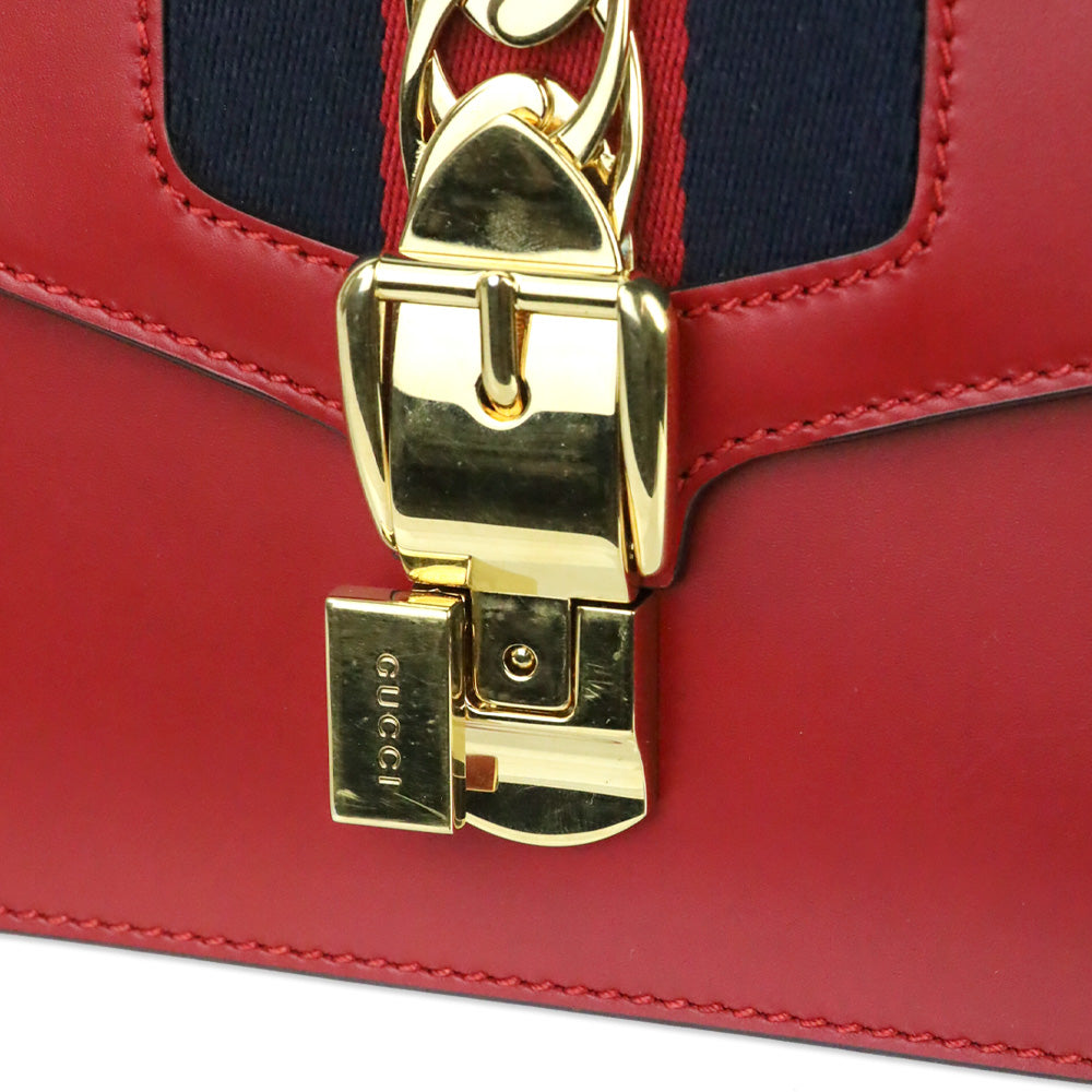 Gucci Hibiscus Red Calfskin Small Sylvie Shoulder Bag