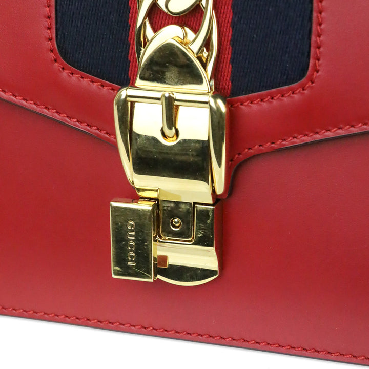 Gucci Hibiscus Red Calfskin Small Sylvie Shoulder Bag
