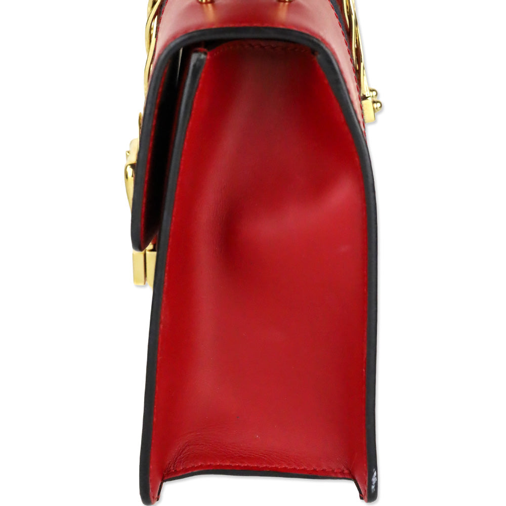 Gucci Hibiscus Red Calfskin Small Sylvie Shoulder Bag