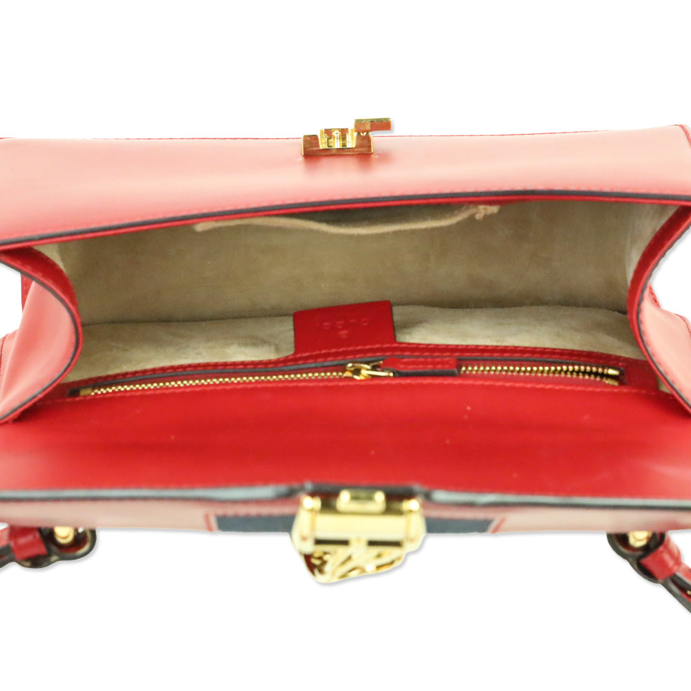 Gucci Hibiscus Red Calfskin Small Sylvie Shoulder Bag