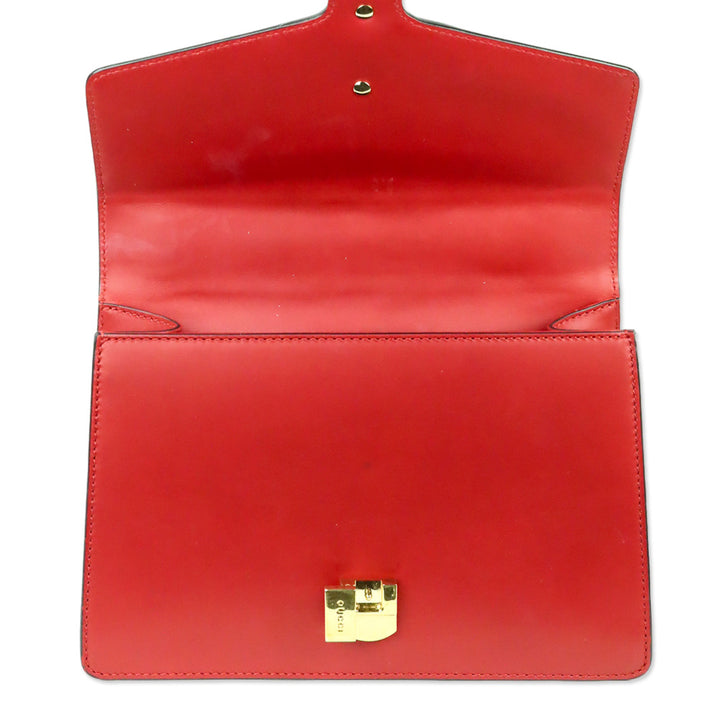 Gucci Hibiscus Red Calfskin Small Sylvie Shoulder Bag