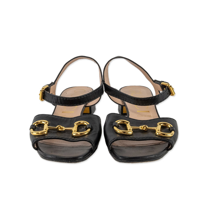 Gucci Horsebit Accent Leather Sandals with Ankle Strap