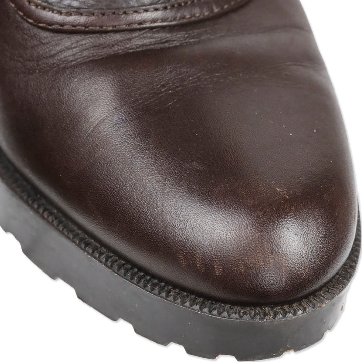 Gucci Hysteria Brown Ribbed Knit Sock Leather GG Logo Wedge Boots