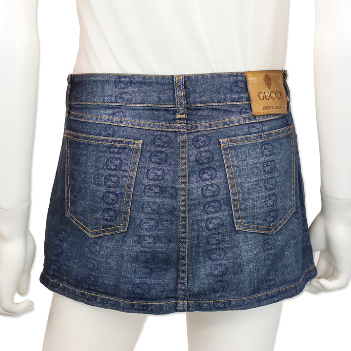 Gucci Interlocking GG Monogram Denim Mini Skirt