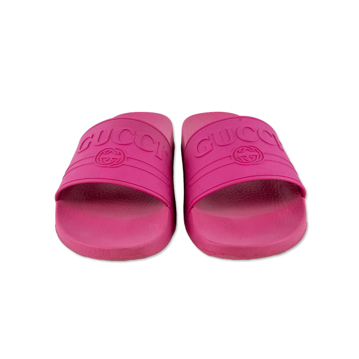 Gucci Interlocking G Logo Pink Rubber Slides