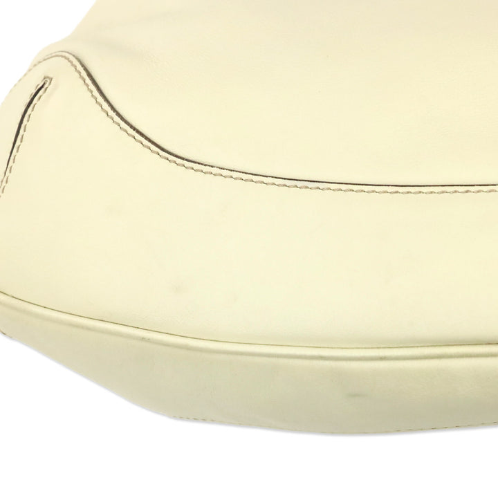 Gucci Ivory Calfskin Leather Peggy Bamboo Handle Hobo Shoulder Bag