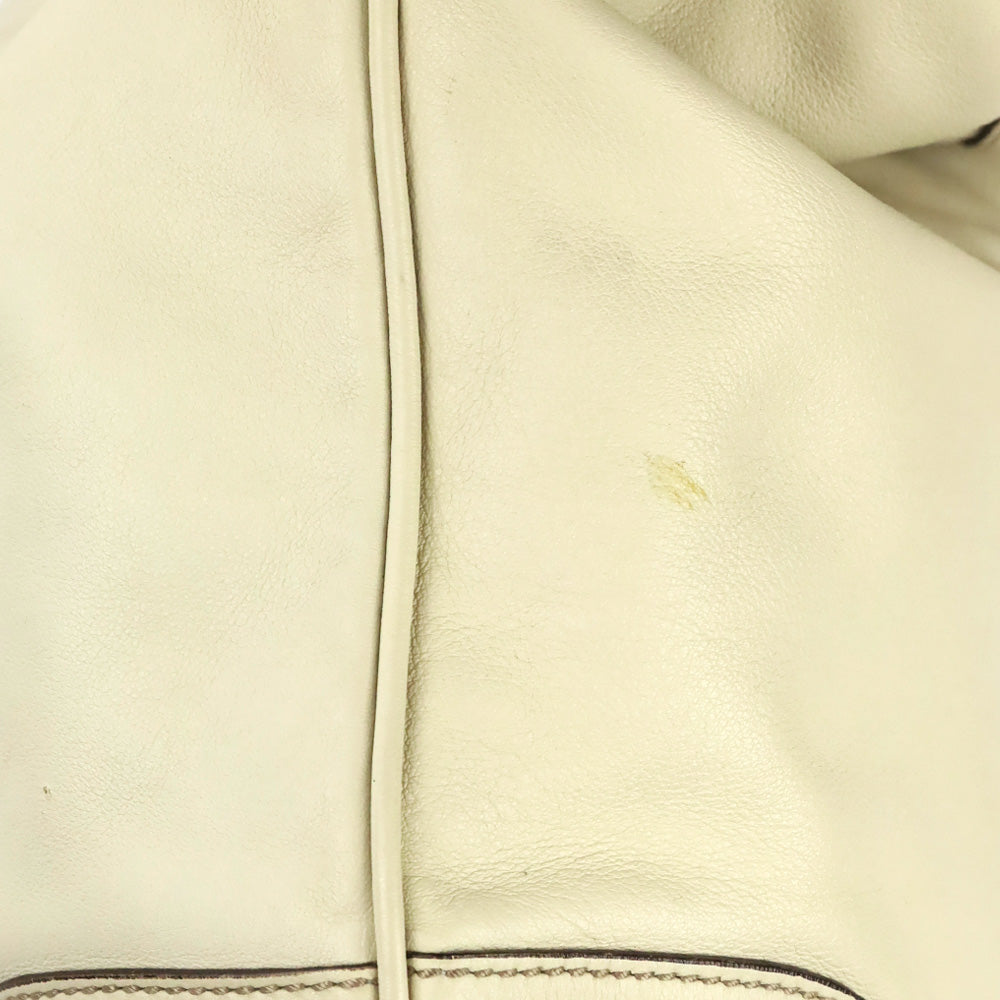 Gucci Ivory Calfskin Leather Peggy Bamboo Handle Hobo Shoulder Bag