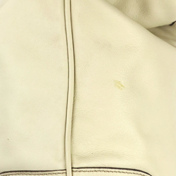 Gucci Ivory Calfskin Leather Peggy Bamboo Handle Hobo Shoulder Bag