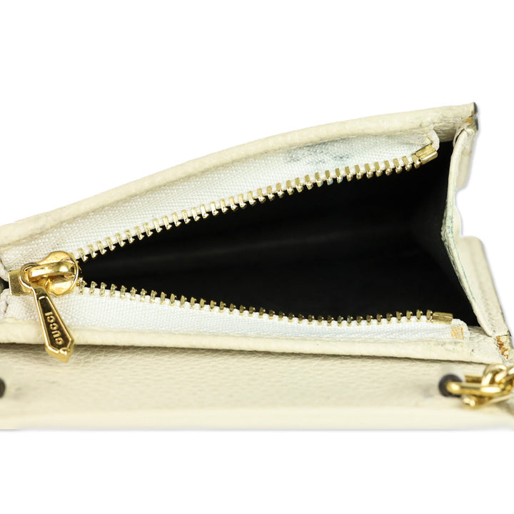 Gucci Ivory Pebble Leather Zumi Wallet on Chain