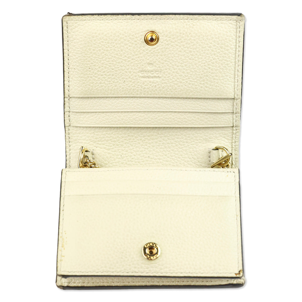 Gucci Ivory Pebble Leather Zumi Wallet on Chain
