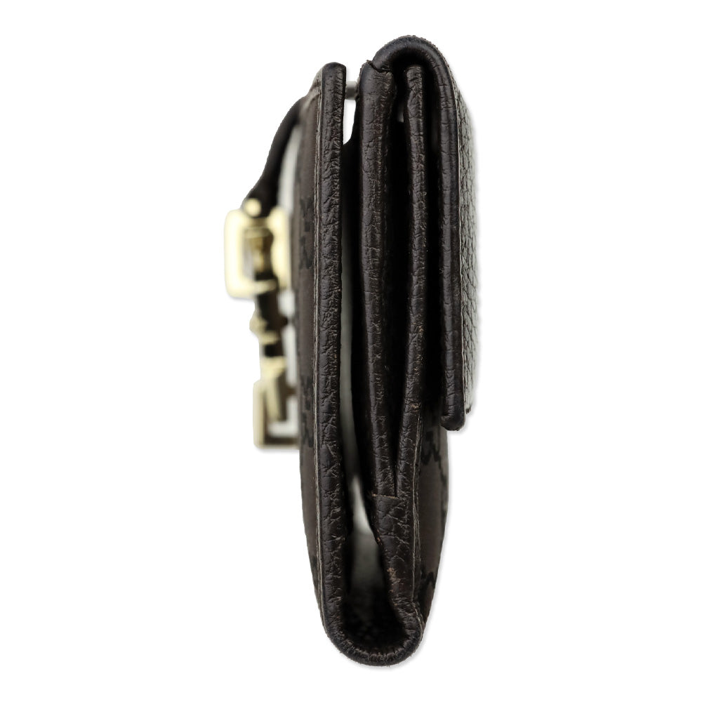 Gucci Jackie Black/Brown GG Webbed Long BiFold Wallet