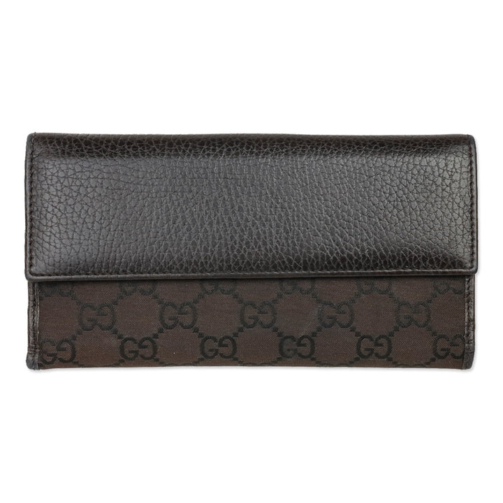 Gucci Jackie Black/Brown GG Webbed Long BiFold Wallet