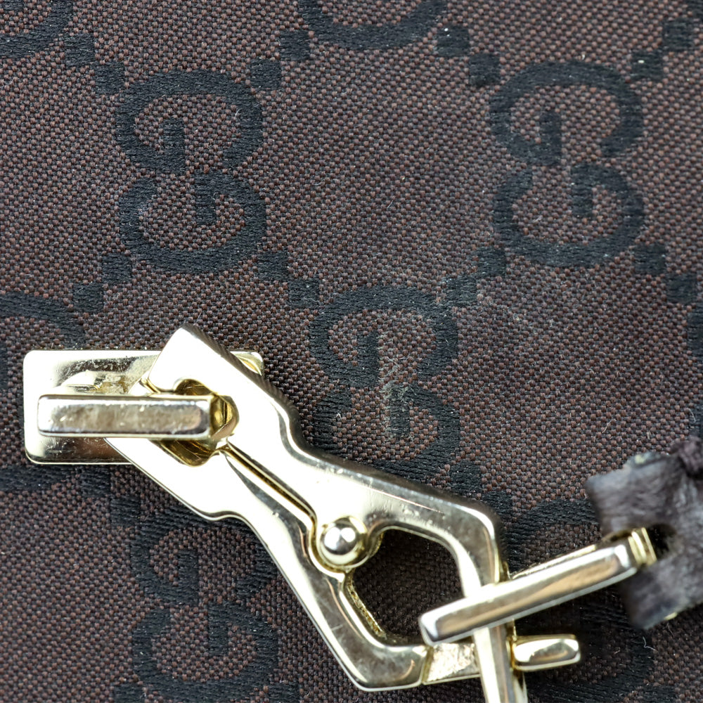 Gucci Jackie Black/Brown GG Webbed Long BiFold Wallet