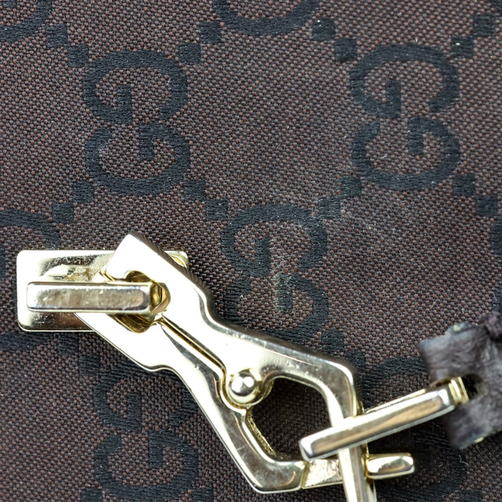 Gucci Jackie Black/Brown GG Webbed Long BiFold Wallet