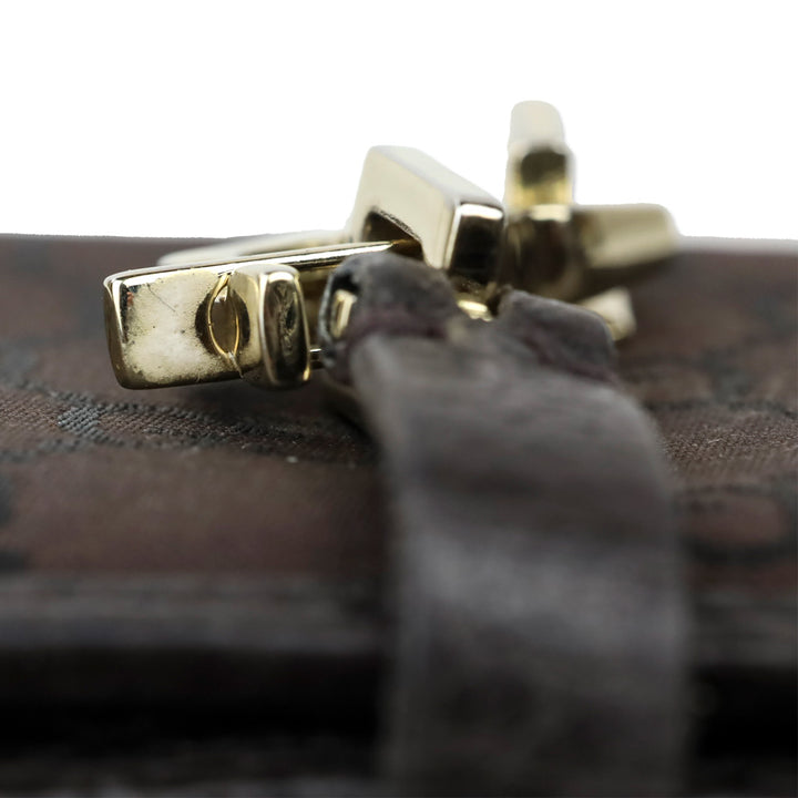 Gucci Jackie Black/Brown GG Webbed Long BiFold Wallet