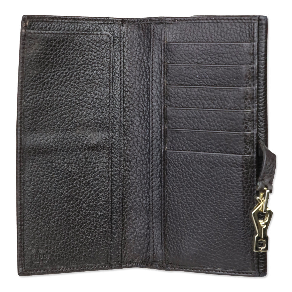 Gucci Jackie Black/Brown GG Webbed Long BiFold Wallet