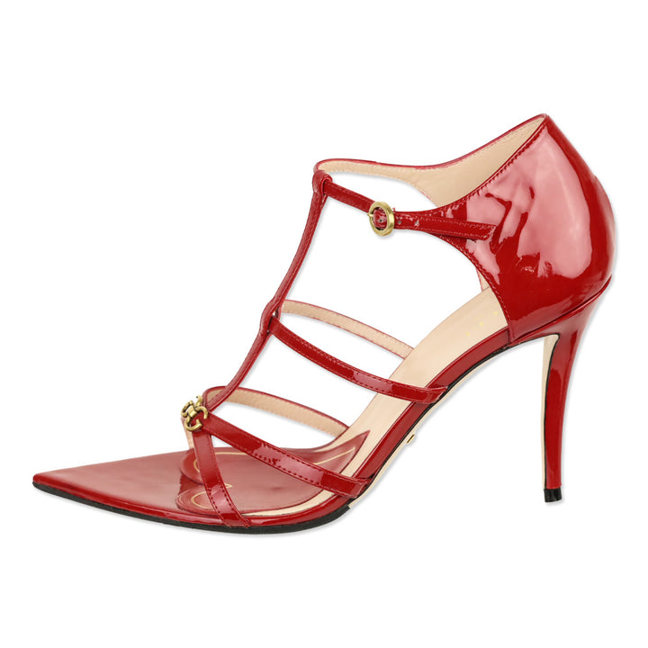 Gucci Jerry Red Patent Leather Cage Sandals