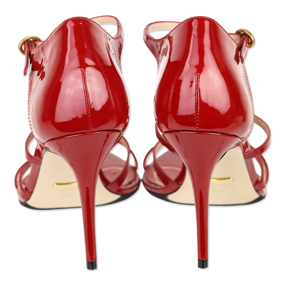 Gucci Jerry Red Patent Leather Cage Sandals