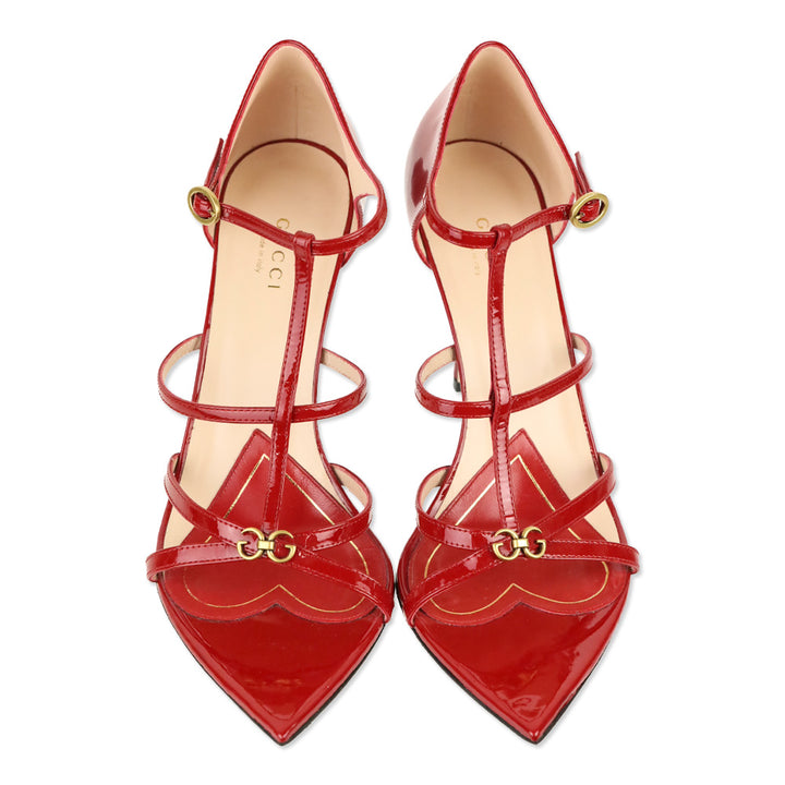 Gucci Jerry Red Patent Leather Cage Sandals