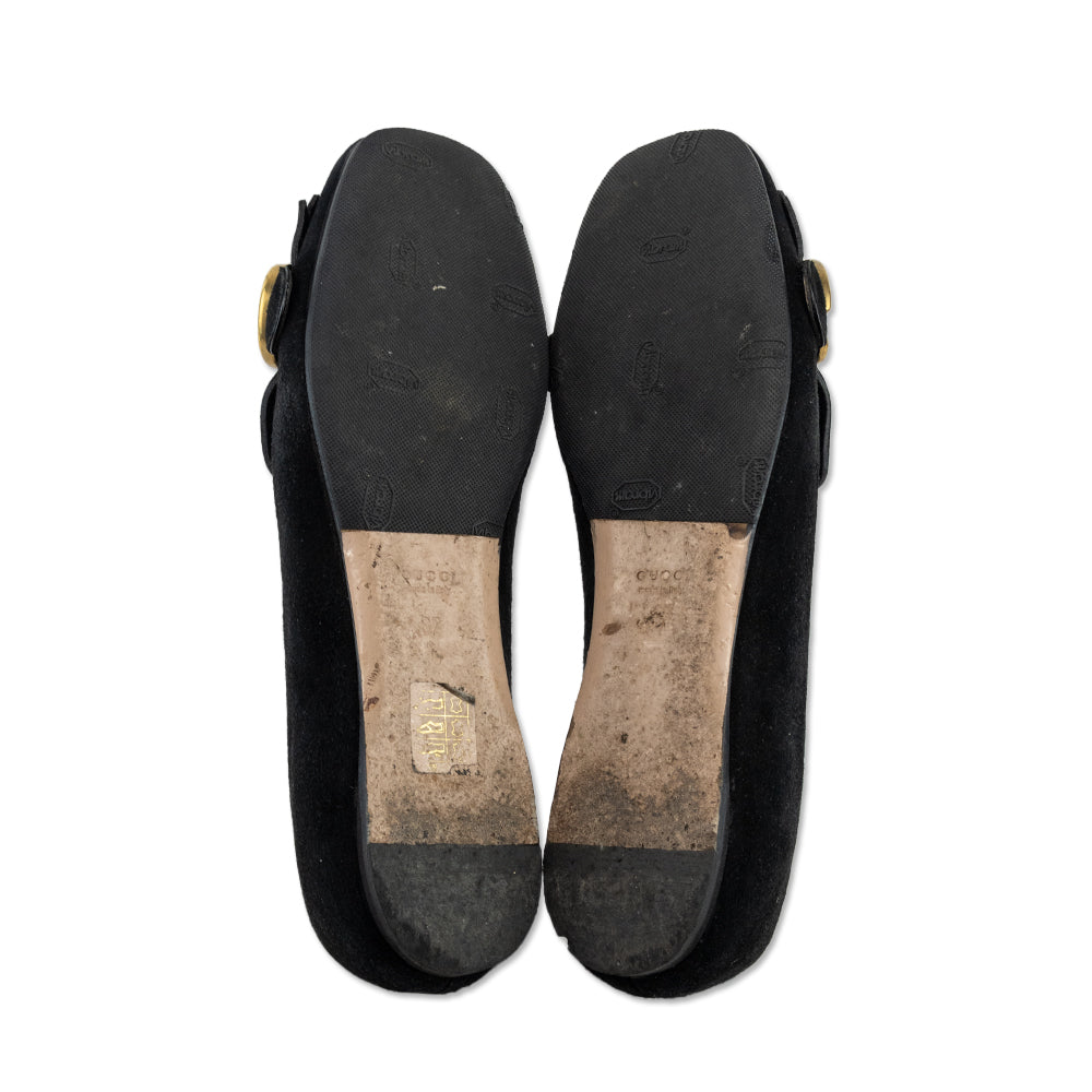 Gucci Kid Scamosciato GG Marmont Black Suede Fringe Loafer