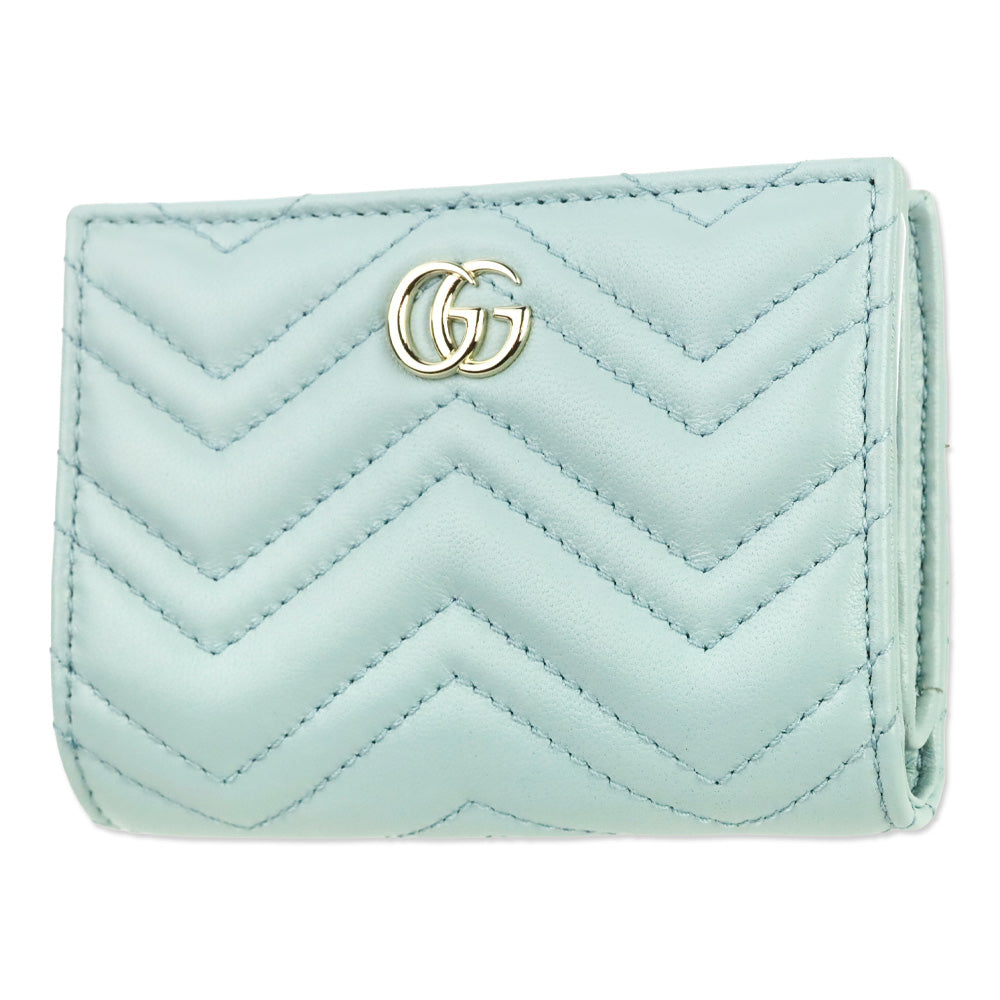 Gucci Light Blue Leather GG Marmont Wallet