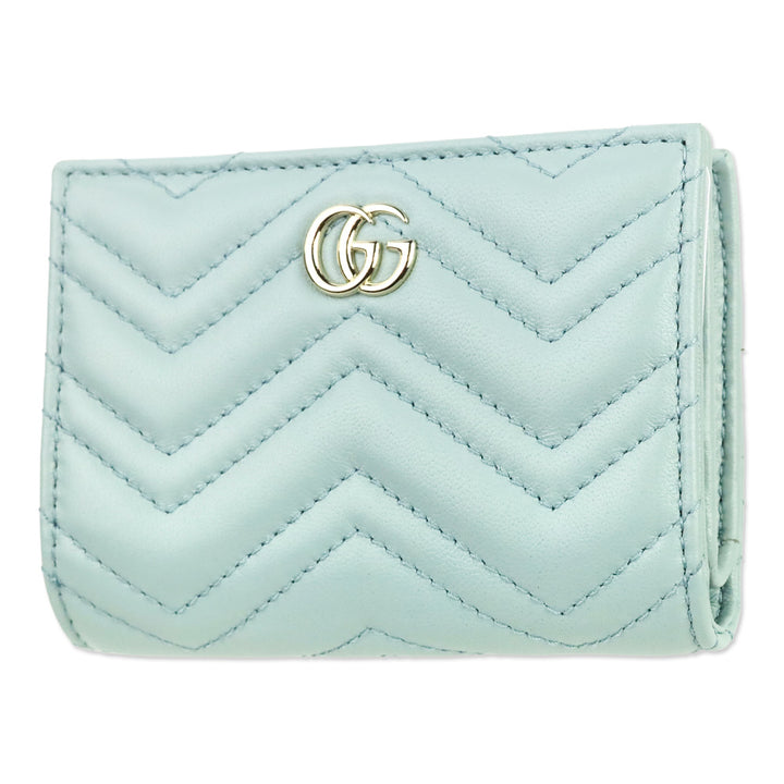 Gucci Light Blue Leather GG Marmont Wallet