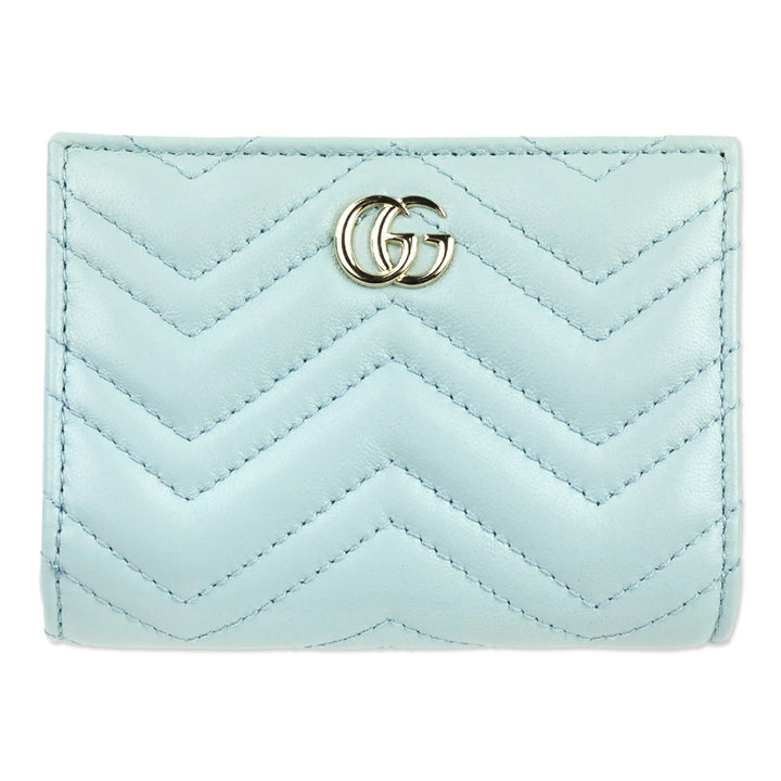 Gucci Light Blue Leather GG Marmont Wallet