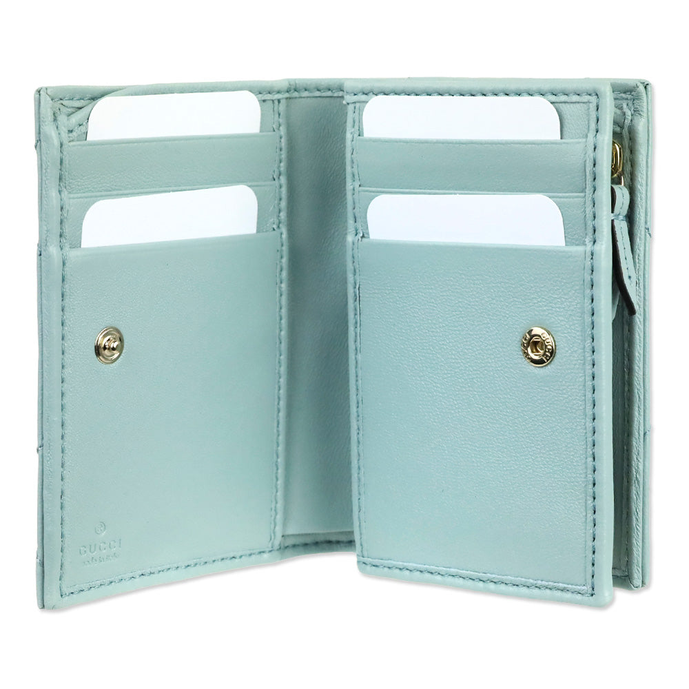 Gucci Light Blue Leather GG Marmont Wallet