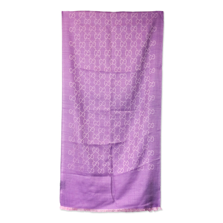 Gucci Lilac Purple GG Wool Silk Jacquard Scarf