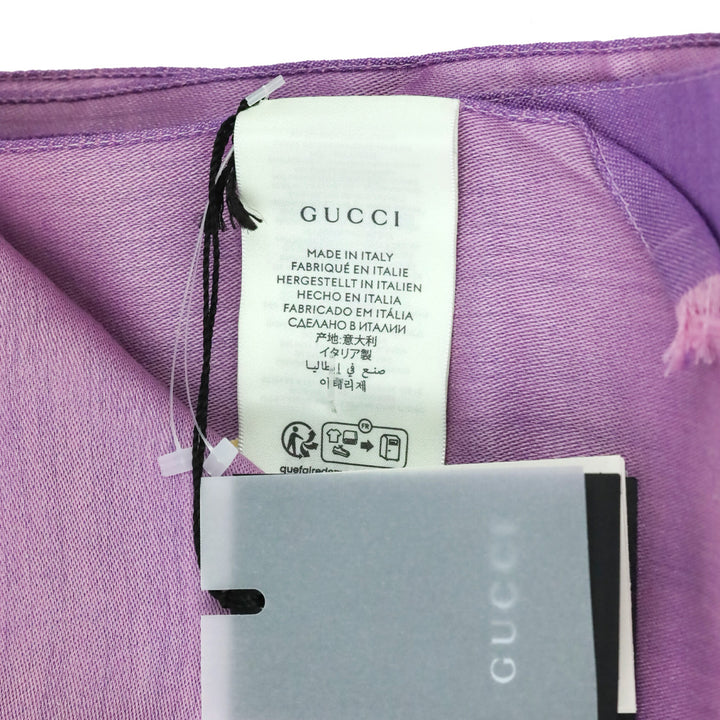 Gucci Lilac Purple GG Wool Silk Jacquard Scarf