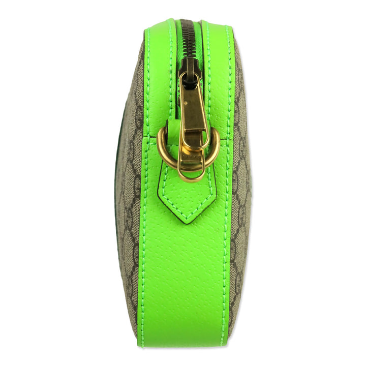 Gucci Lime Green GG Supreme Ophidia Crossbody Wristlet