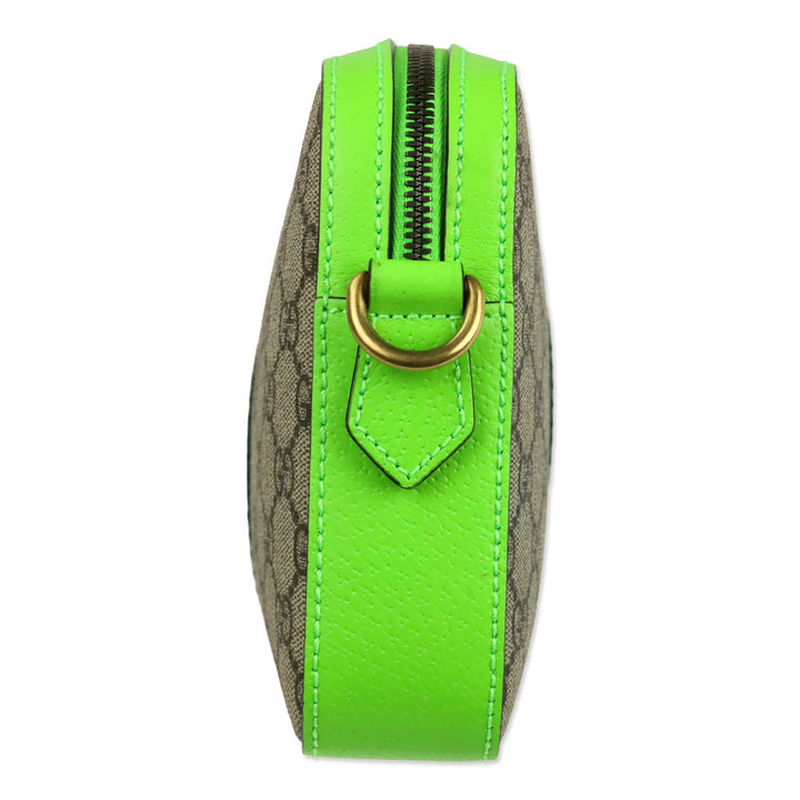 Gucci Lime Green GG Supreme Ophidia Crossbody Wristlet