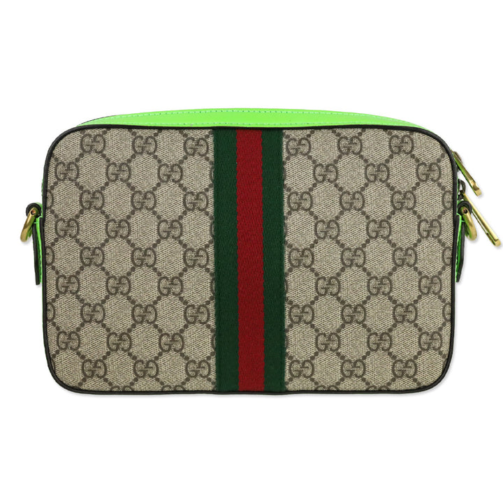 Gucci Lime Green GG Supreme Ophidia Crossbody Wristlet
