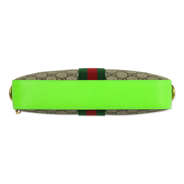 Gucci Lime Green GG Supreme Ophidia Crossbody Wristlet