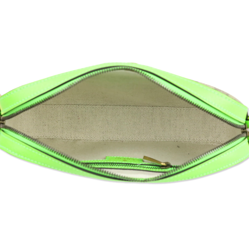 Gucci Lime Green GG Supreme Ophidia Crossbody Wristlet