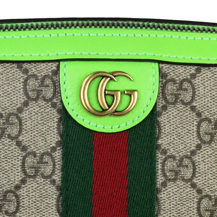 Gucci Lime Green GG Supreme Ophidia Crossbody Wristlet