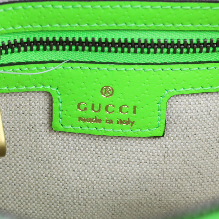 Gucci Lime Green GG Supreme Ophidia Crossbody Wristlet