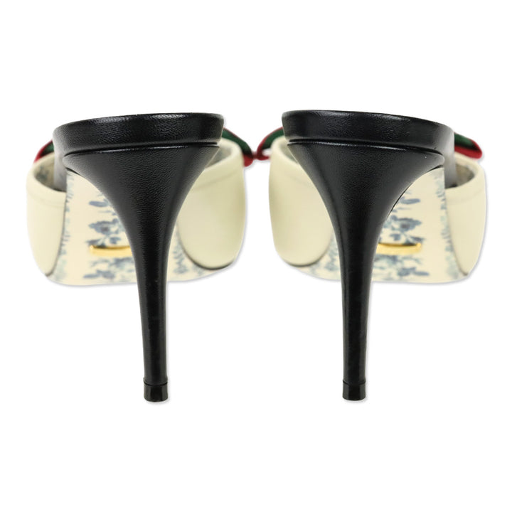 Gucci Malaga Kid Web Bow Mid-Heel Sackville Mules