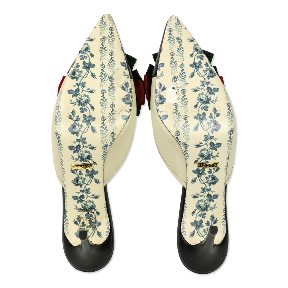 Gucci Malaga Kid Web Bow Mid-Heel Sackville Mules