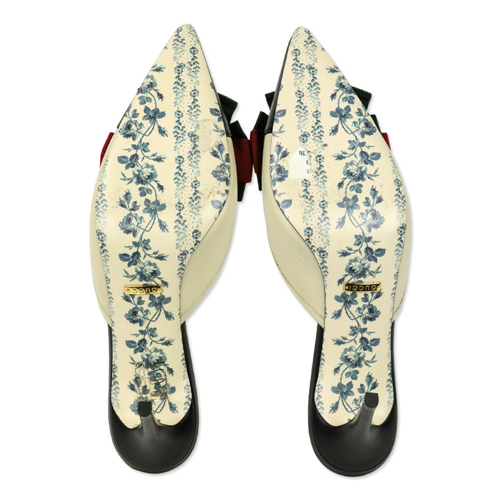 Gucci Malaga Kid Web Bow Mid-Heel Sackville Mules