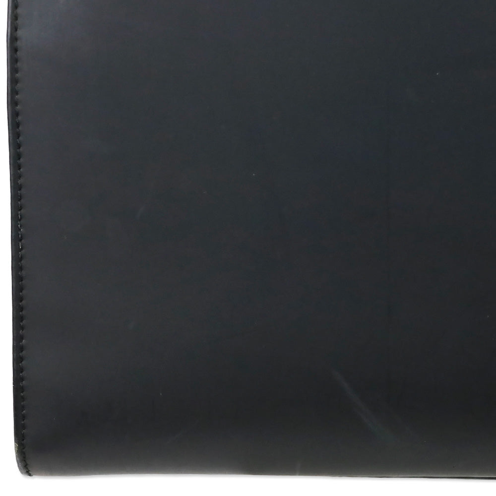 Gucci Matte Black Leather Bamboo Tote Bag